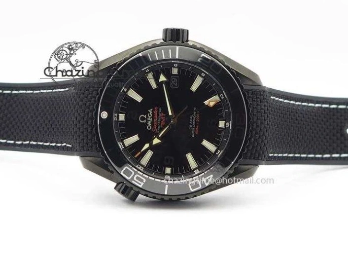 0705 ComfortFit Planet Ocean 45mm GMT DLC JHF Best Edition Black Dial On Rubber Strap A 8194